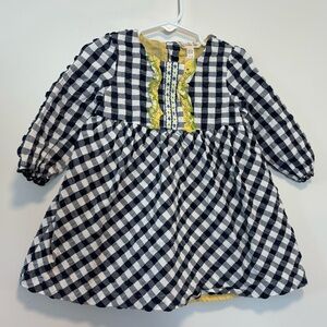 Matilda Jane Enchanted Garden Navy Blue/White Gingham Dress Girl 18-24 Months